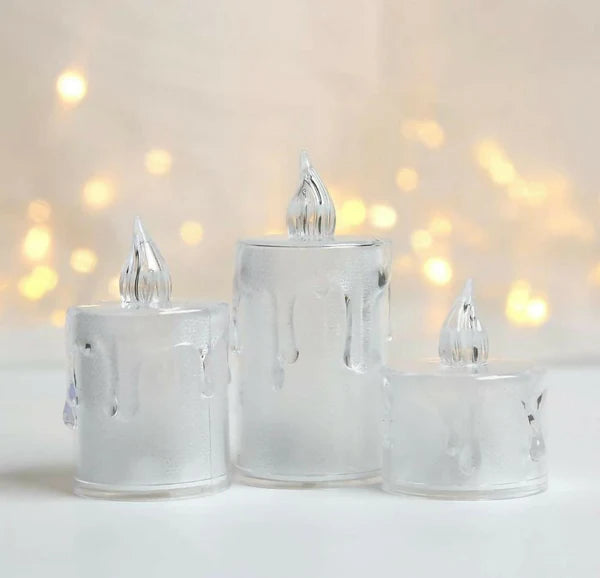 Crystal Melt Trio | Set of 3 pc light Candles, Create Atmosphere Candles Tea Lights, Diwali